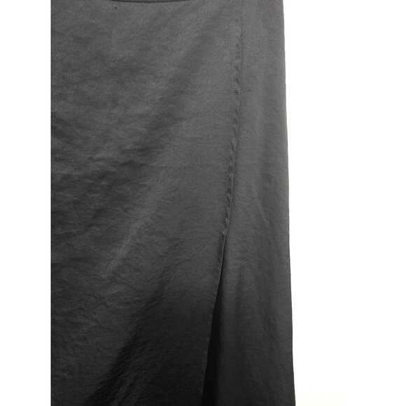 Lattelier Black Silky-smooth Flowy Midi Split On Side Skirt With Side Zipper Clo - Picture 7 of 9